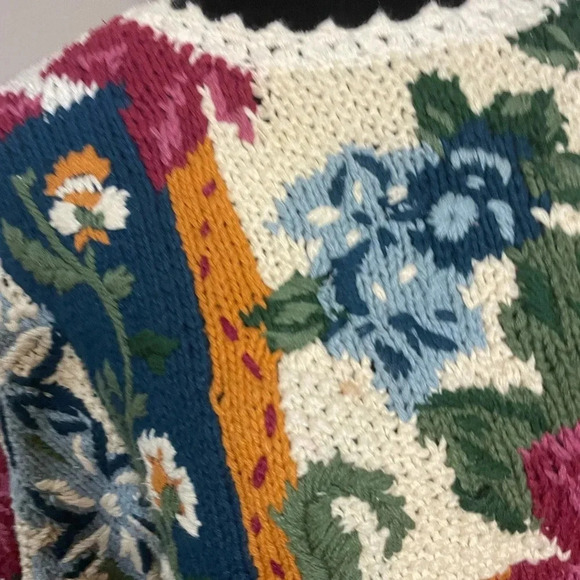 Vintage M.J. Caroll Colorful Floral Heavy Knit Sweater - Picture 4 of 11
